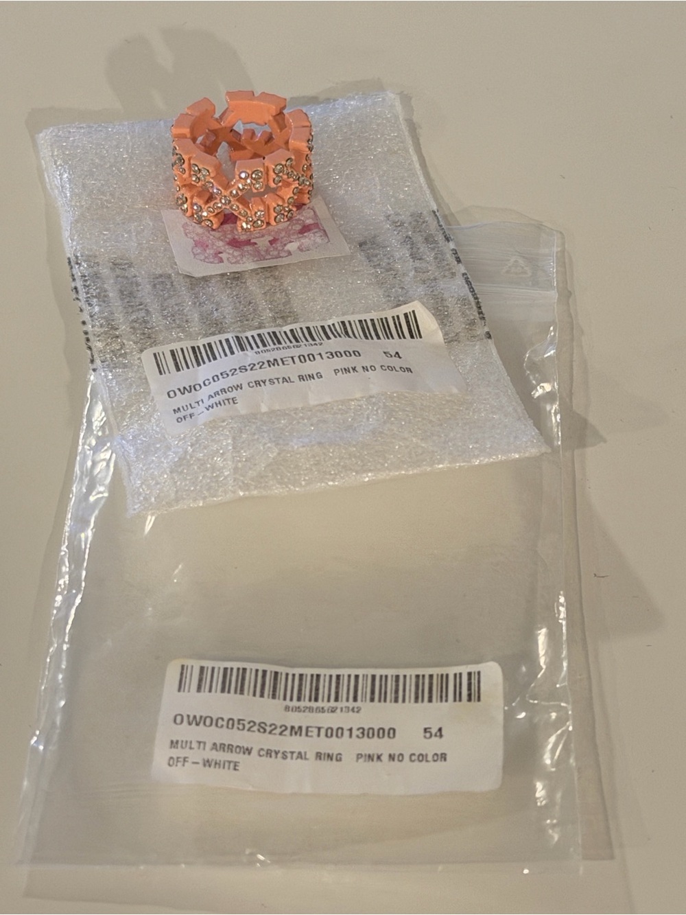 OFF-WHITE Pink Crystal Statement Ring – Size 54 - Picture 1 of 6